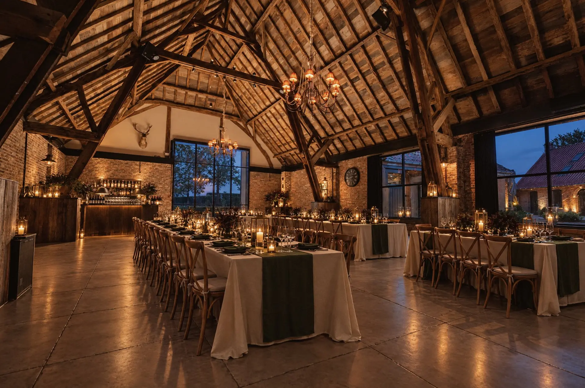 Sfeerbeeld: Personeelsfeest aan lange tafels in het atelier van Diepenbroekhof